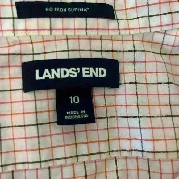 Lands' End Plaid Print Supima No Iron Shirt - Picture 5 of 7